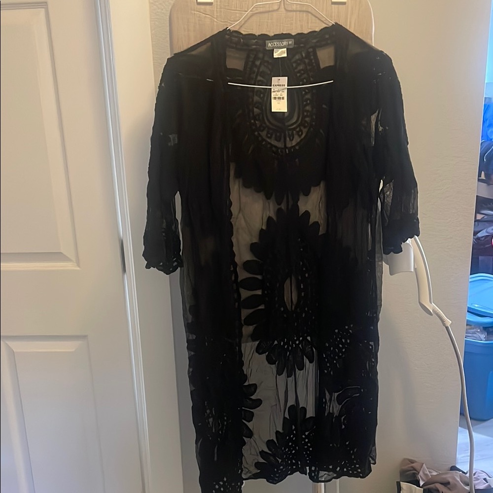 Express Black Sheer Swim Coverup